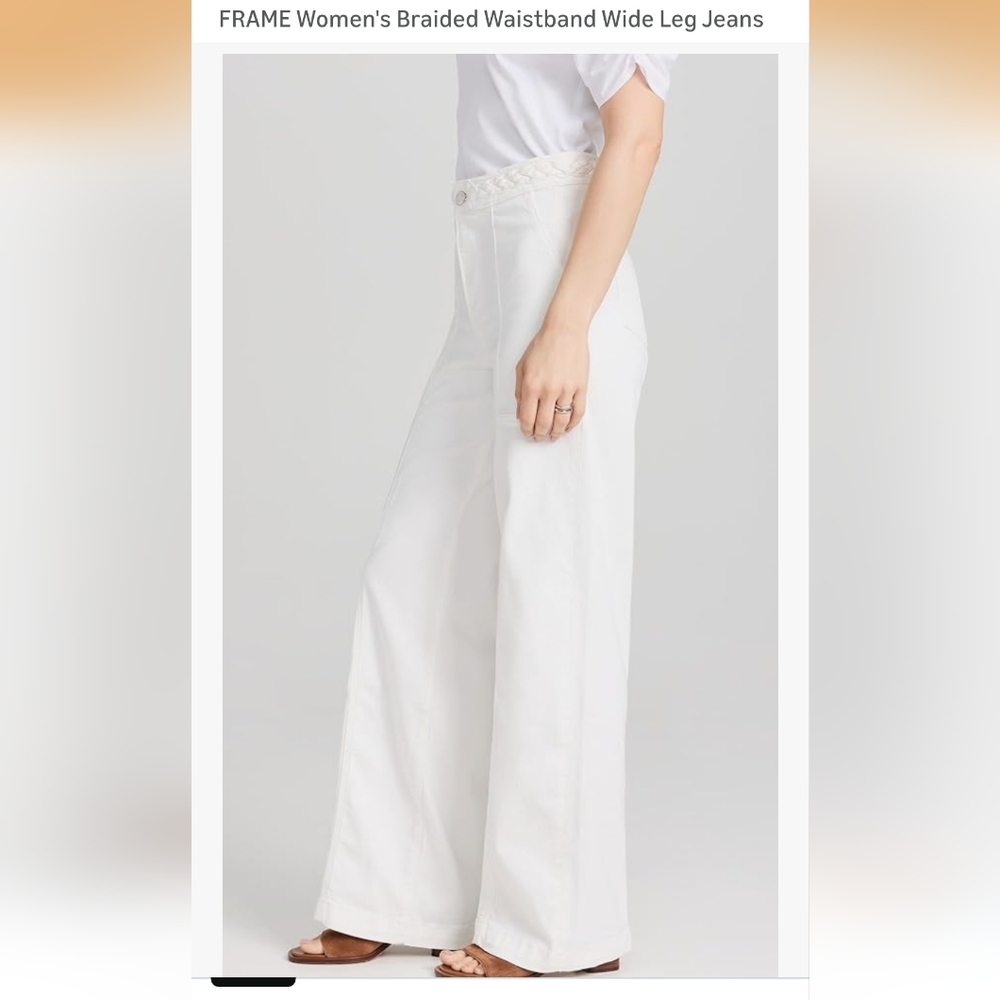 FRAME Braided Waistband Wide Leg Jeans